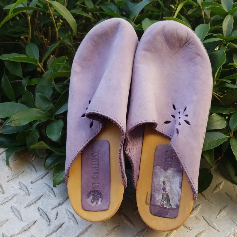 Sam & Libby Lavender Slip on Clogs Mules Size 10